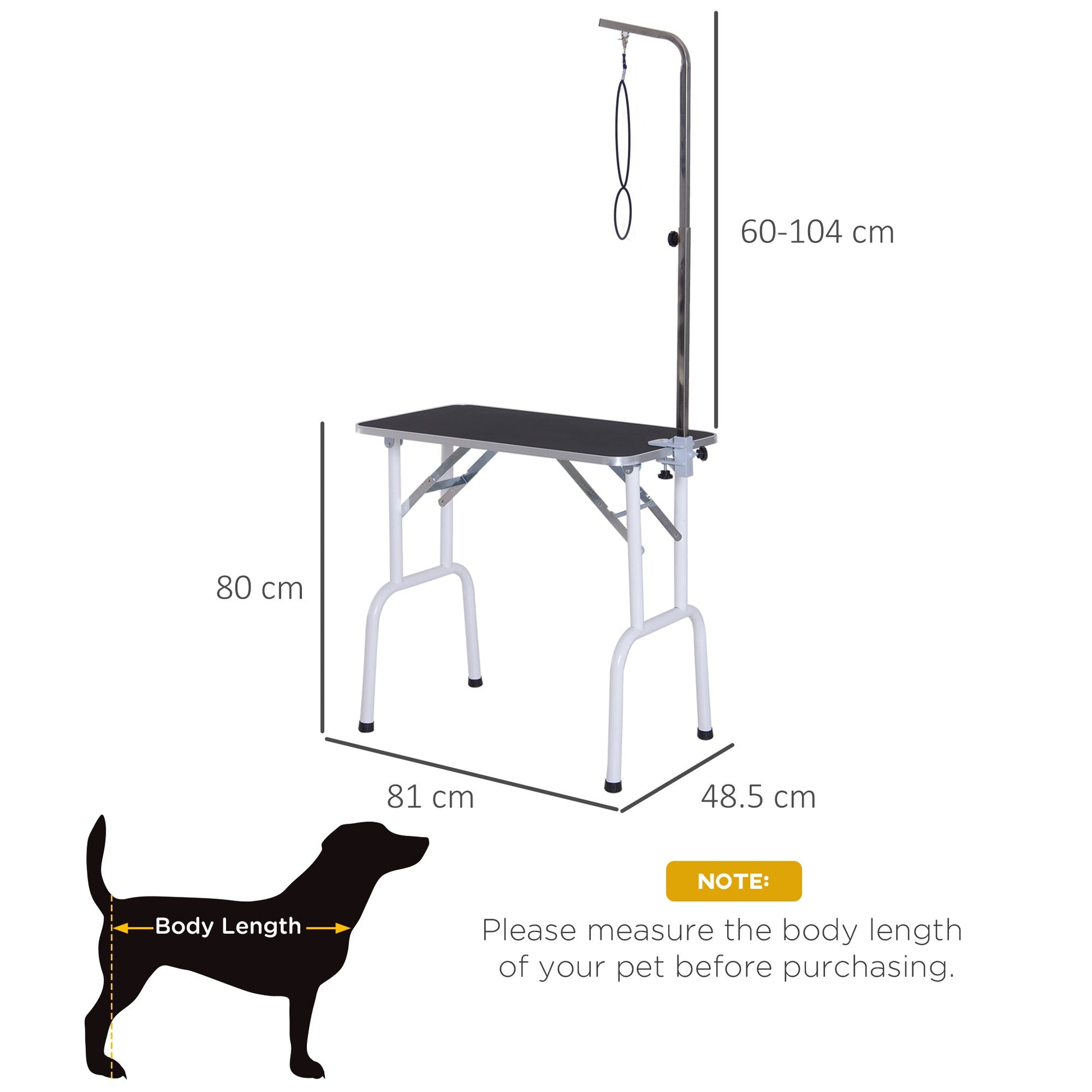 Folding Pet Grooming Table for Small Dogs with Adjustable Grooming Arm Max Load 30 KG, 81x48.5x80 cm-2